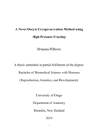 A Novel Oocyte Cryopreservation Method using High Pressure Freezing