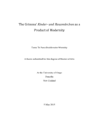 The Grimms’ Kinder- und Hausmärchen as a Product of Modernity