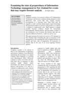 Examining the state of preparedness of information technology management in New Zealand for events that may require forensic analysis