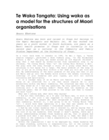 Te Waka Tangata: Using Waka as a Model for the Structures of Maori Organisation