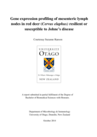 Gene expression profiling of mesenteric lymph nodes in red deer (Cervus elaphus) resilient or susceptible to Johne's disease