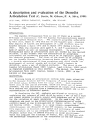 A description and evaluation of the Dunedin Articulation Test
