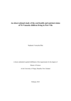 An observational study of the oral health and nutrient status of Ni-Vanuatu children living in Port Vila