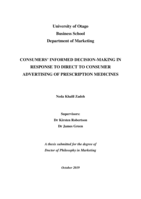 Consumers' informed decision-making in response to direct to consumer advertising of prescription medicines