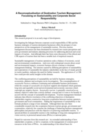 A reconceptualisation of destination tourism management:focussing on sustainability and corporate social responsibility