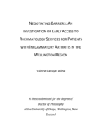 Negotiating Barriers: An Investigation of Early Access to Rheumatology Services for Patients with Inflammatory Arthritis in the Wellington Region