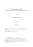New Zealand Operating Expense Disclosure:The Impact of International Financial Reporting Standards on Early Adopters