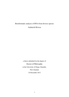 Bioinformatic analysis of RNA from diverse species