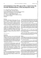 Immunisations in the fifth year of life: A report from the Dunedin Multidisciplinary Child Development Study