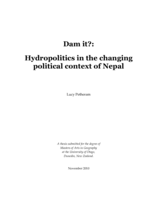 Dam it?: Hydropolitics in the changing political context of Nepal