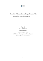 The effects of shareholders on firm performance: The case of mixed ownership enterprises