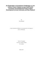 An exploration of investment challenges in low-carbon power projects across Asia Pacific countries and geothermal power project development across Indonesia and New Zealand