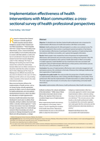 Implementation effectiveness of health interventions with Māori communities: a cross-sectional survey of health professional perspectives