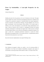 Power Up Sustainability: A Lean-Agile Perspective for the Tropics