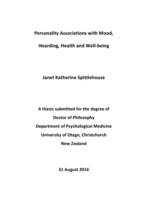 Personality Associations with Mood, Hoarding, Health and Well-being