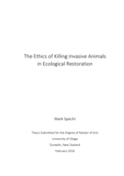 The Ethics of Killing Invasive Animals in Ecological Restoration