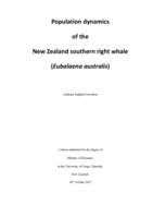 Population dynamics  of the  New Zealand southern right whale  (Eubalaena australis)