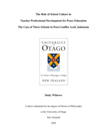 The role of school culture in teacher professional development for peace education: The case of three schools in post-conflict Aceh, Indonesia