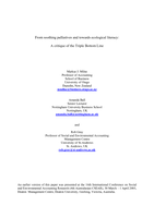 From soothing palliatives and towards ecological literacy:a critique of the triple bottom line