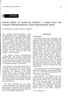 Dental health of 5 year old children: A report from the Dunedin Multidisciplinary Child Development Study