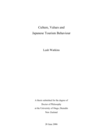Culture, values and Japanese tourism behaviour