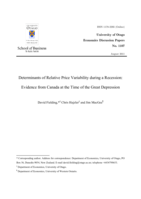 Determinants of Relative Price Variability during a Recession: Evidence from Canada at the Time of the Great Depression
