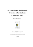 An Exploration of Mental Health Promotion in New Zealand: A Qualitative Study