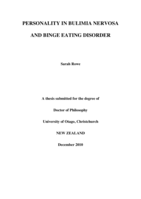 Personality in Bulimia Nervosa and Binge Eating Disorder