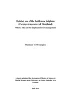 Habitat use of the bottlenose dolphins (Tursiops truncatus) of Fiordland: Where, why and the implications for management