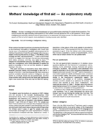 Mothers' knowledge of first aid - an exploratory study