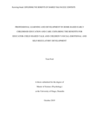 Professional learning and development in home-based early childhood education and care : exploring the benefits for educator-child shared talk and children's social emotional and self-regulatory development