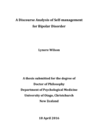 A Discourse Analysis of Self-management for Bipolar Disorder