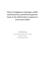 Role of endogenous hydrogen sulfide synthesised by cystathionine-gamma-lyase in the inflammatory response in acute pancreatitis