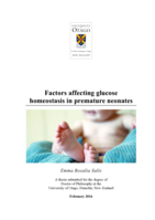 Factors affecting glucose homeostasis in premature neonates
