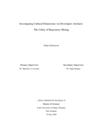 Investigating Cultural Dimensions via Developers Artefacts: The Utility of Repository Mining