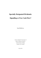 Specially Designated Dividends: Signalling or Free Cash Flow?