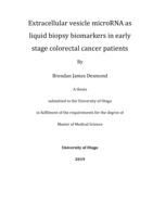 Extracellular vesicle microRNA as liquid biopsy biomarkers in early stage colorectal cancer patients