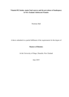 Vitamin B12 intake, major food sources and the prevalence of inadequacy in New Zealand Adolescent Females