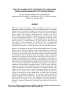 The Use of Objective and Subjective Measures: Implications for Incentive System Design