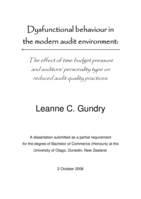 Dysfunctional behaviour in the modern audit environment: the effect of time budget pressure and auditors’ personality type on reduced audit quality practices