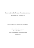 Stereotactic radiotherapy of uveal melanoma: The Dunedin Experience