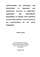 Understanding The Experience And Perceptions Of Managers And Preceptors Involved In Competency Assessment And Performance Management Of Nursing Staff Identified As Practicing Unsafely: An Evaluation Of The Effectiveness Of The Sip/Pip Framework