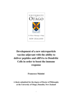 Development of a new microparticle vaccine adjuvant with the ability to deliver peptides and siRNAs to Dendritic Cells in order to boost the immune response