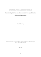Gene therapy for Alzheimer's disease: Characterising lentivirus and adeno-associated virus spread from the adult mouse hippocampus