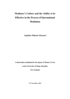 Mediator’s Culture and the Ability to be Effective in the Process of International Mediation
