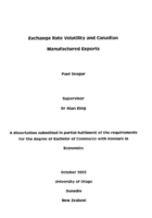 Exchange rate volatility and Canadian manufactured exports