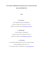 Analyzing corporate governance in Czech and New Zealand hospitals