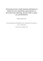 Advancing invasive small mammal elimination in upland areas by identifying natural barriers to movement and exploiting seasonal shifts in space use and distribution