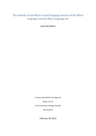 The attitude of non-Māori second language learners of the Māori language towards Māori language use