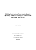 Eliciting information from adults: quality, quantity, and their willingness to disclose to an avatar interviewer